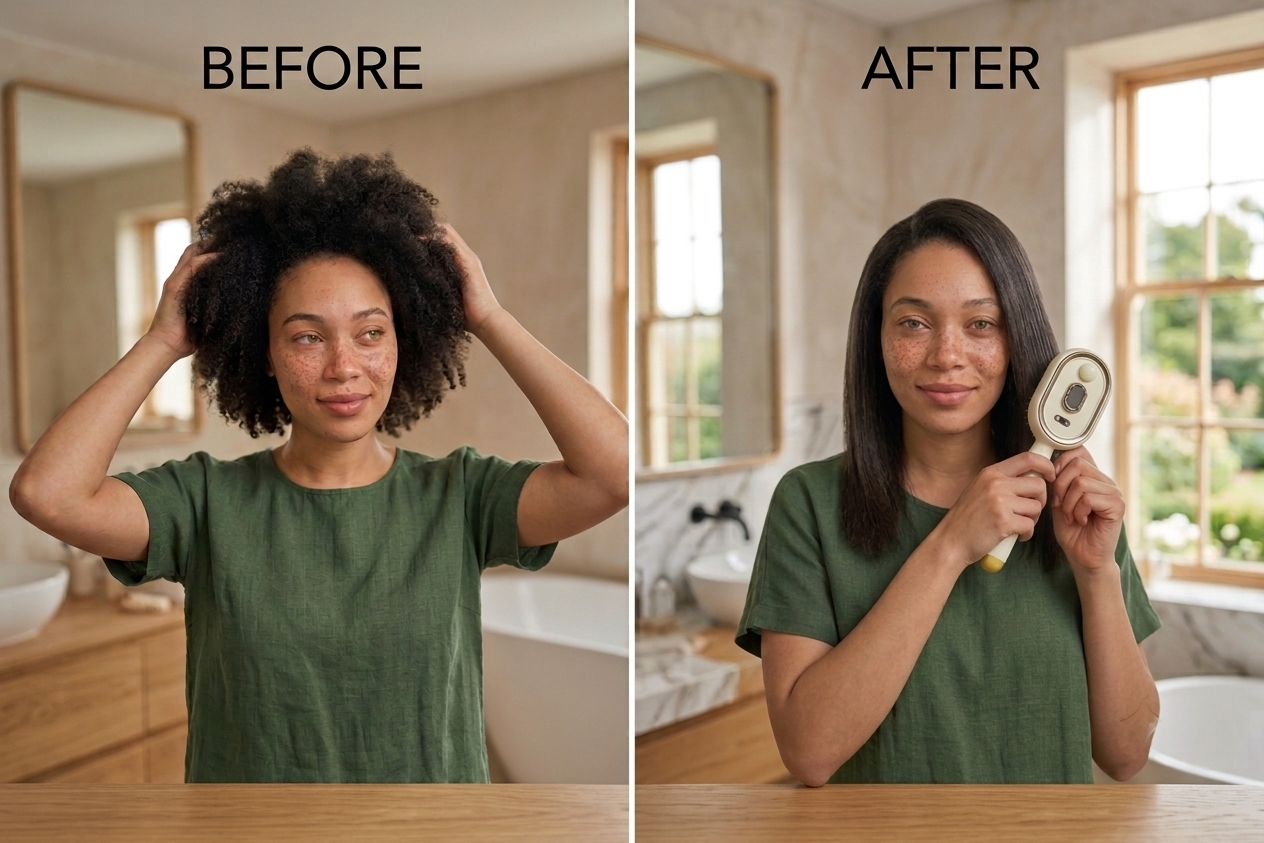 Electric Hairbrush, Straightener, Styler – Wet Use with Water Spray, Rechargeable for Both Long & Short Hairs, Smooth Finish